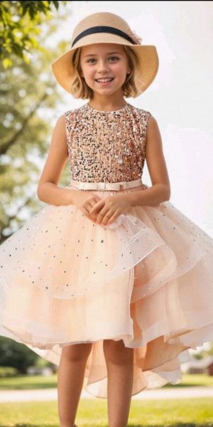 Vestido niña elegante dorado