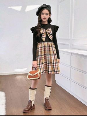 Vestido niña casual cafe