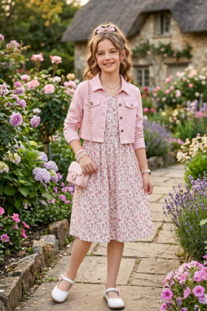 Conjunto, vestido niña, set dos prendas