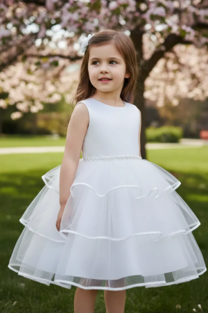 Vestido niñas falda elegante ceremonia bautizo pajecitas