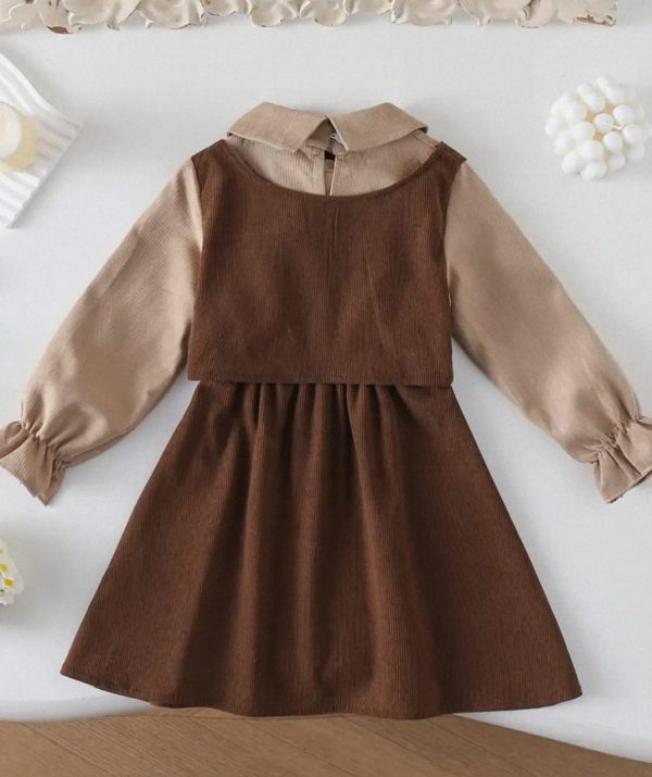 Vestido niña casual cafe beige - Imagen 3