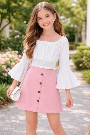 Conjunto niña rosa elegante y casual