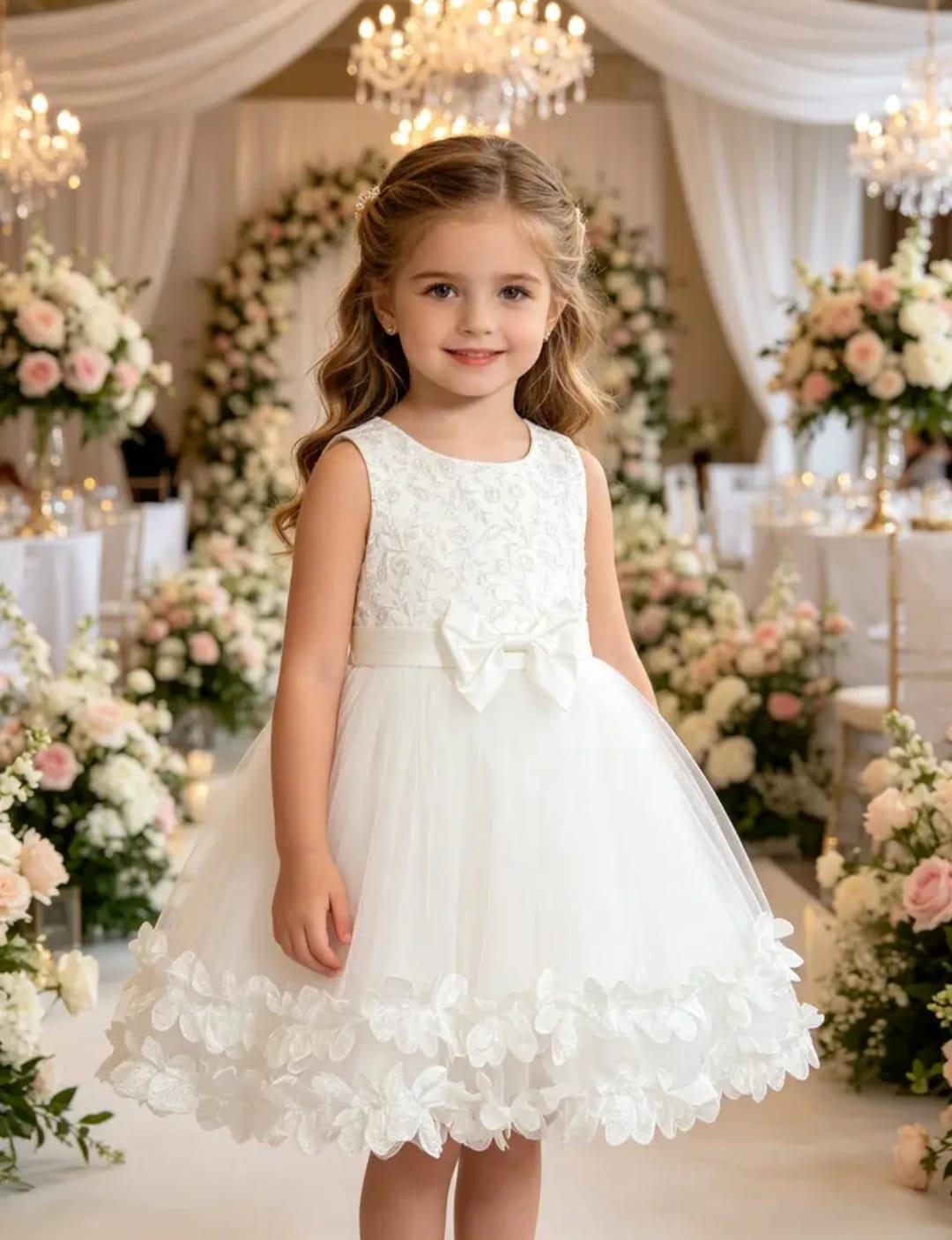 Vestido niñas falda elegante ceremonia bautizo pajecitas - Imagen 2