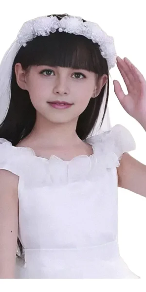 Velo Corona Accesorio Cabello Primera Comunión Blanco