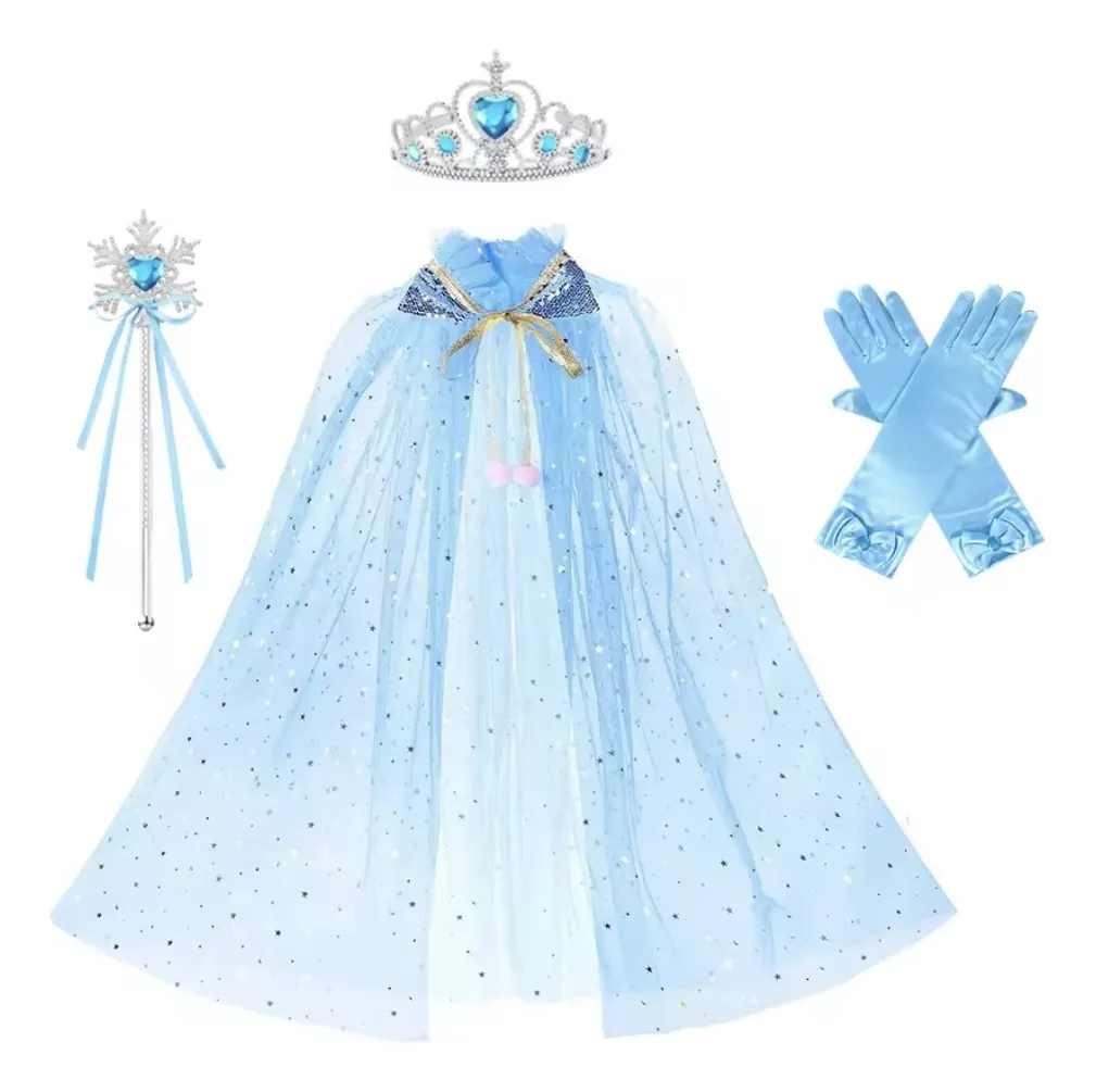 Kit Disfraz Princesa Frozen Elsa Accesorios Para Niñas