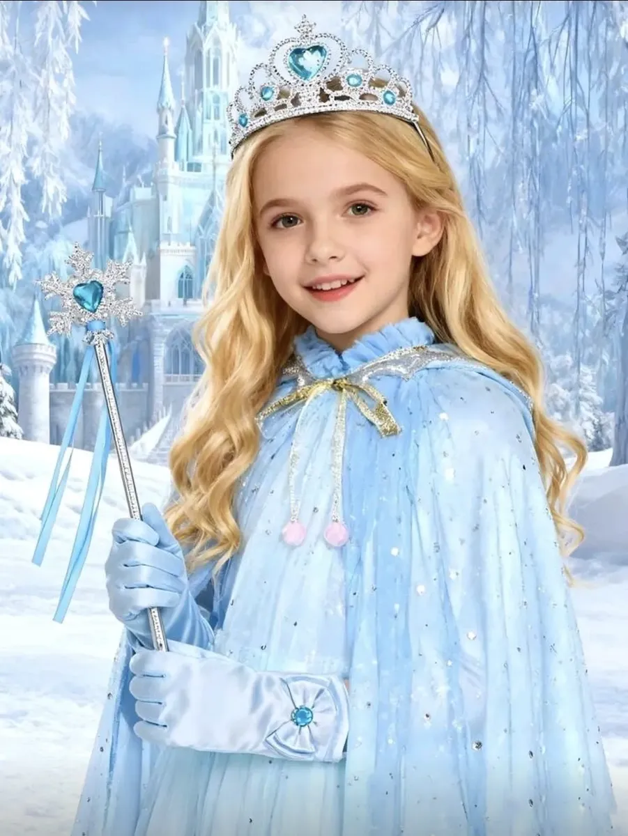 Kit Disfraz Princesa Frozen Elsa Accesorios Para Niñas