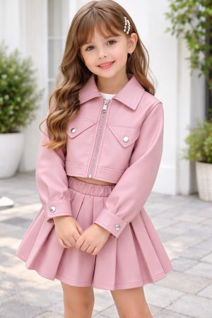 conjunto niña en cuerina