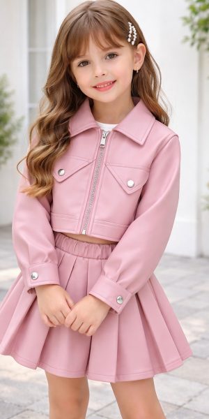 conjunto niña en cuerina