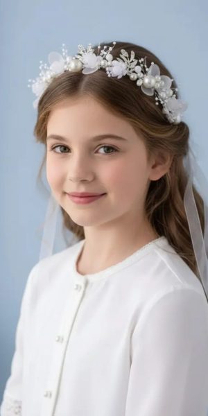 Tocado Corona Para Novias Bautizos Y Primeras Comuniones