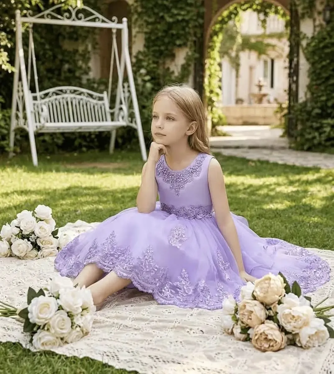 Vestido Fiesta Niña Flores En 3d