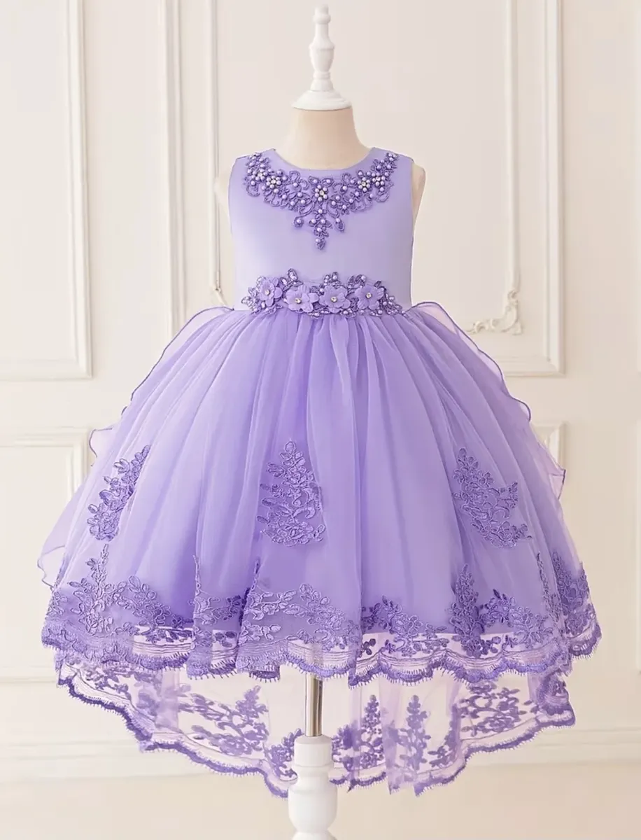 Vestido Fiesta Niña Flores En 3d