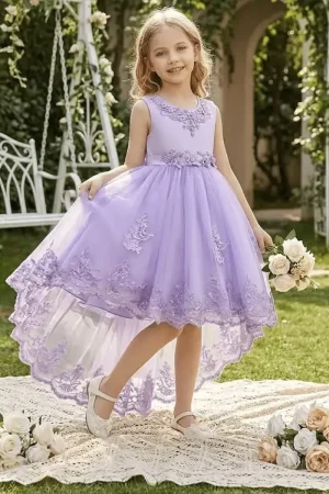 Vestido Fiesta Niña Flores En 3d