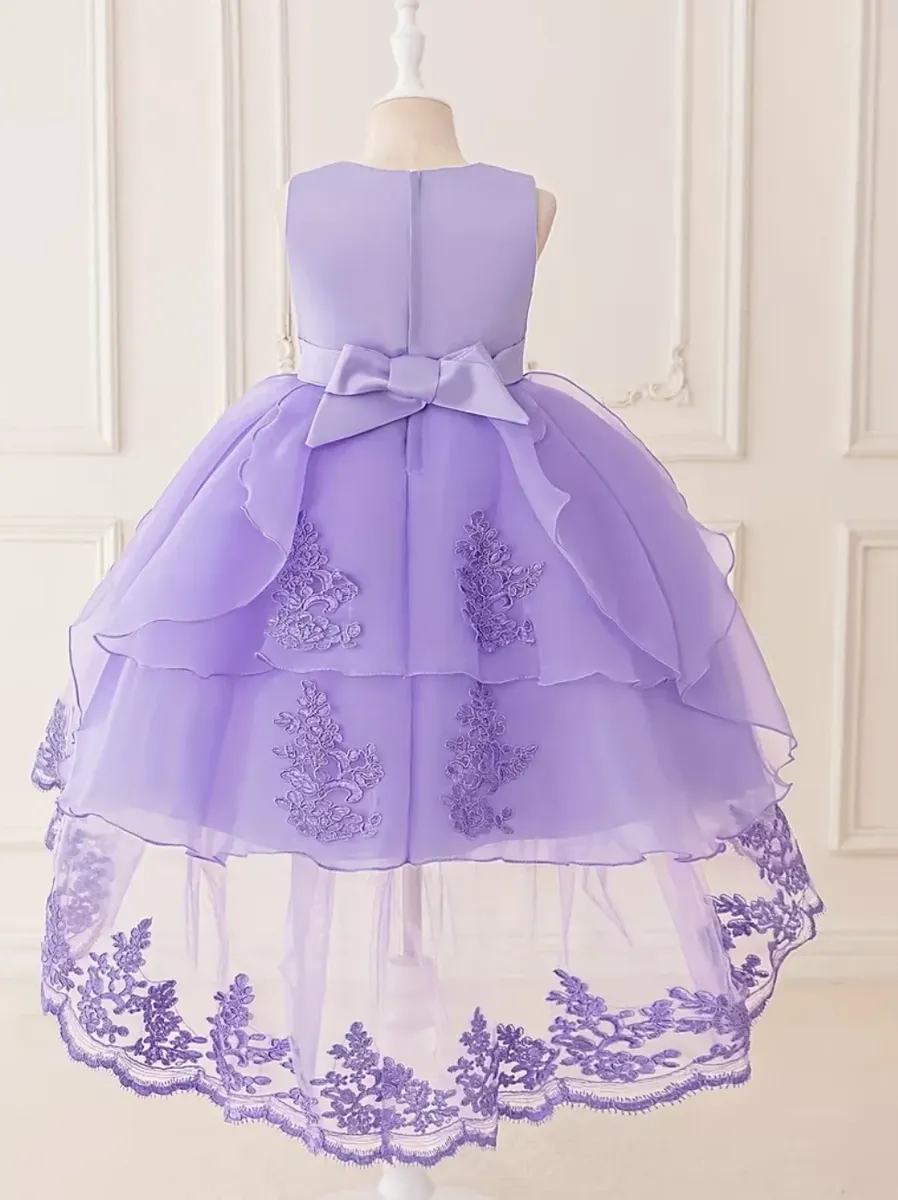 Vestido Fiesta Niña Flores En 3d