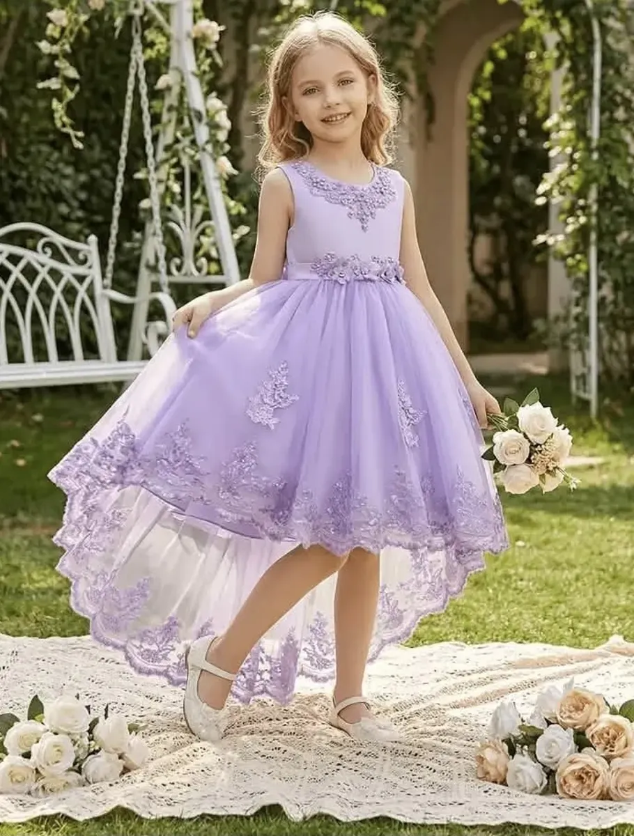 Vestido Fiesta Niña Flores En 3d
