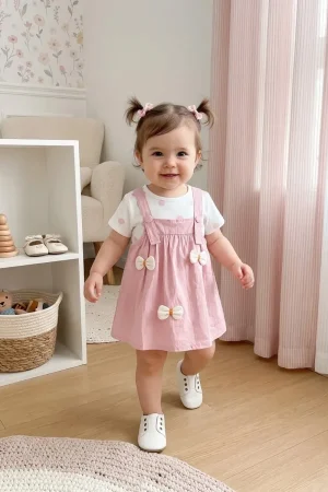 Vestido Casual Para Bebé Niña Manga Corta