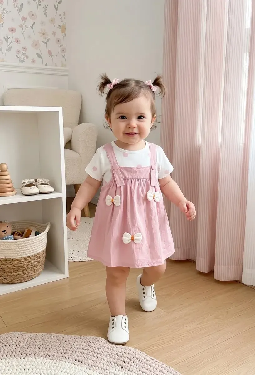 Vestido Casual Para Bebé Niña Manga Corta