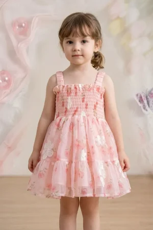 Vestido De Princesa Rosa Con Detalle En 3d Para Niña Bebé