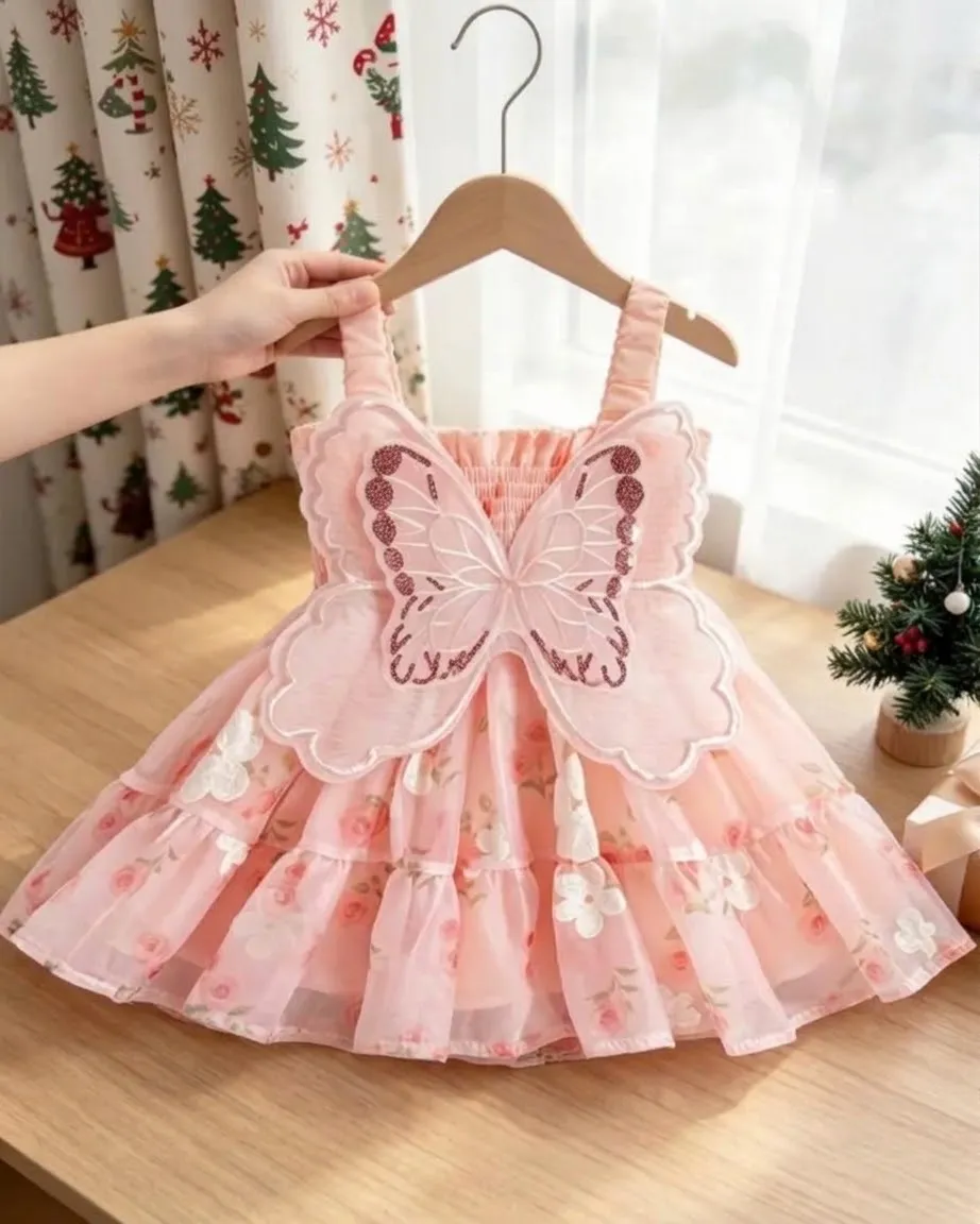 Vestido De Princesa Rosa Con Detalle En 3d Para Niña Bebé
